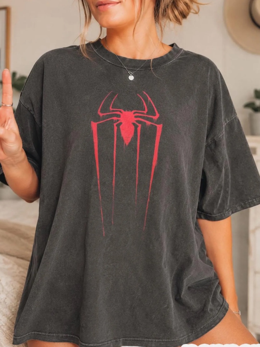 Comfort Colors Pepper Short-Sleeve Tee with Red Spider Graphic
